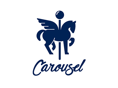 Carousel Travel Logo brand identity branding carousel flying horse horse logo logomark logotype map pegasus pin travel