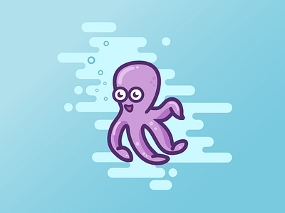 Octopus character cute doodle illustration logo marine ocean octopus vector