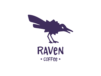 Raven Logo animal bird brand identity branding coffee crow hand drawn icon illustration logo logomark raven