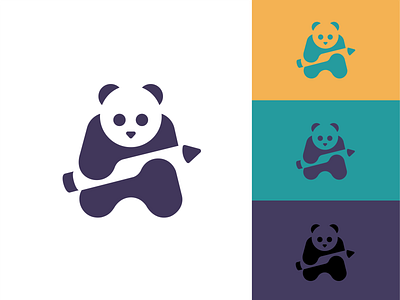 Designer Panda animal brand identity branding geometric icon illustration logo logomark negative space panda pencil personal brand