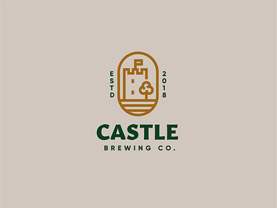 Castle Brewing Logo badge beer brand identity brewery castle geometric icon illustration logo tree typeface