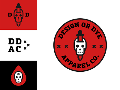 Design or Dye Apparel Brand badge bone branding eyedropper fashion geometric icon illustration logo skate skateboard skull