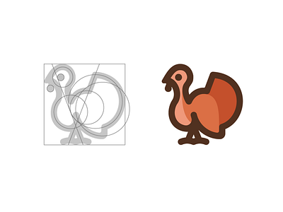 Thanksgiving Turkey animal bird brand identity branding circle geometric golden ratio grid icon illustration logo wing