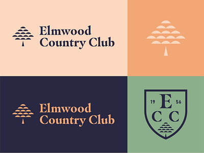 Elmwood Country Club Branding badge brand identity crest geometric golf icon illustration logo monogram outdoor sports tree