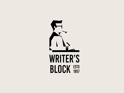 Writers Block Illustration author brand identity branding geometric icon illustration logo logomark negative space pen shadow writer