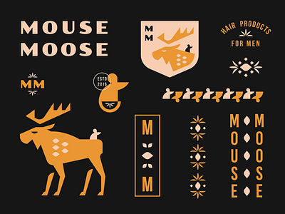 Mouse Moose Hair Care animal badge brand identity branding floral gel geometric icon illustration logo monogram pattern