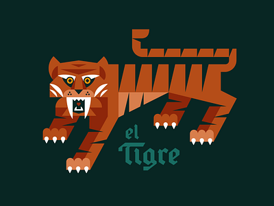 el Tigre animal blackletter cat claw custom type geometric illustration jungle logo predator stripes tiger