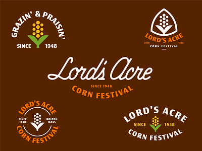 Lord's Acre Corn Festival badge brand identity branding custom script farm geometric icon illustration logo script vegetable vintage