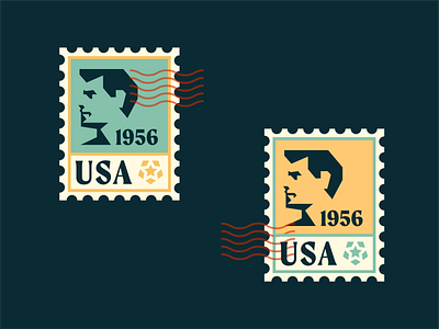 USA Stamps america badge face geometric head illustration logo man risograph silhouette star vintage