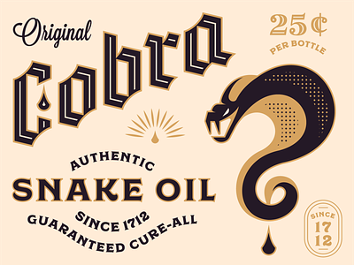 Brandimals 03 - Cobra animal badge blackletter cobra elixir geometric illustration logo snake snake oil venom vintage