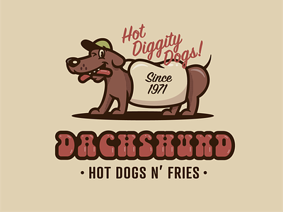 Brandimals 04 - Dachshund 70s animal character dachshund hot dog illustration logo mascot restaurant retro vintage wiener