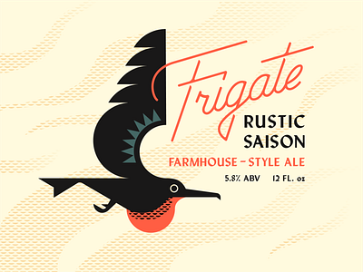 Brandimals 06 - Frigate Bird animal beak beer label bird brewery custom script fly geometric illustration logo saison wings