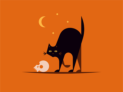 Happy Halloween! animal black cat cat creepy eyes halloween icon illustration logo moon shadow skull spooky