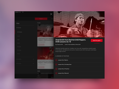 Drum Lessons - iPad UI drum e commerce ipad layers lesson overlay photo ui