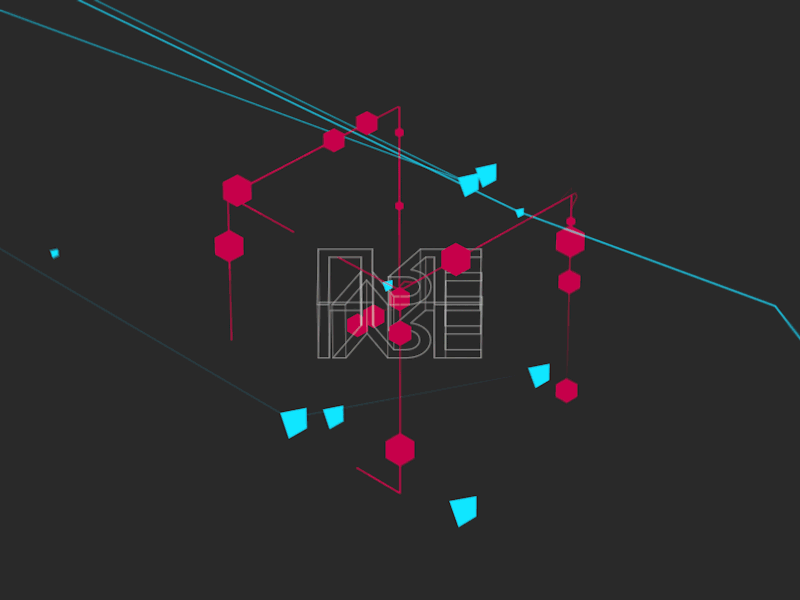 Lyre _ cube. 3d 4d c4d cell cinema cyan flat fuchsia minimal pyramid vector x particles