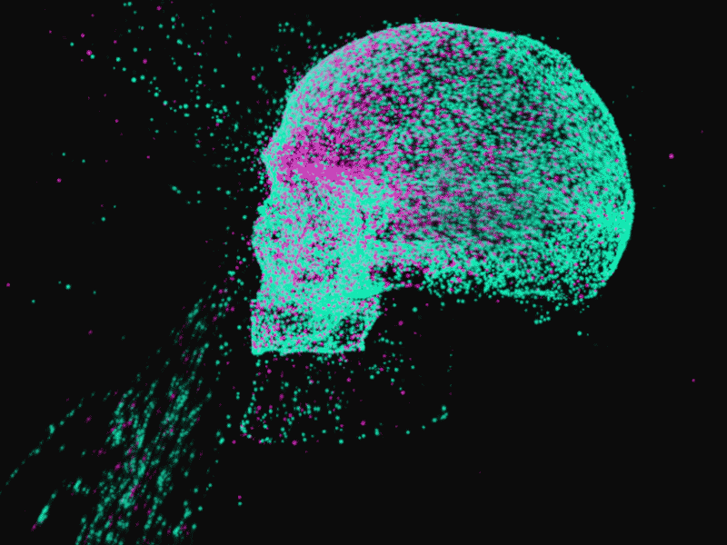 $ shot. 3d asset c4d cinema 4d gif houdini motion neon skull vector xp xparticles