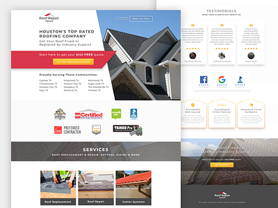 Roof Repair Squad Landing Page cro landing page leadgen roof repair services