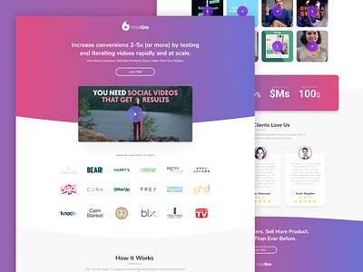 VideGro | Landing Page 🎬 ads advertisement cro design klientboost landing page leadgen social social app social video ui