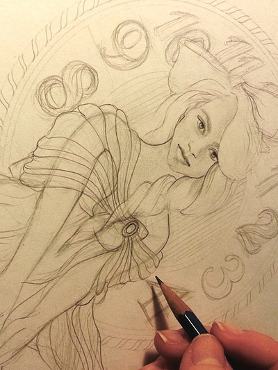 Dribbble drawing feminine girl illustration progress