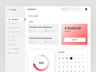Unilox : University management software saas ui university management software ux