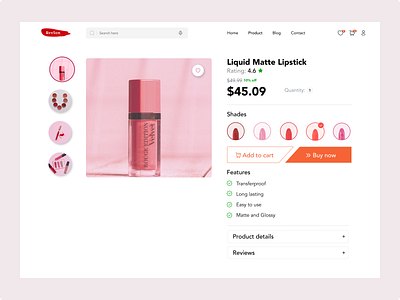 Product page 3d animation branding color design designer graphic design hello dribbble illustration image lipstick logo motion graphics product shade typography ui unsplash ux