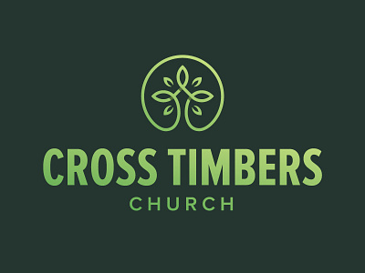 Cross Timbers Church cross green growth leaves life logo tree vine