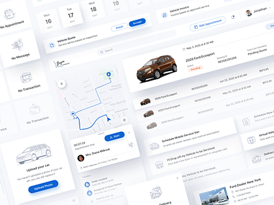 BayouFord UI Components app business car clean component delivery design icon illustration management service tracking ui ux web
