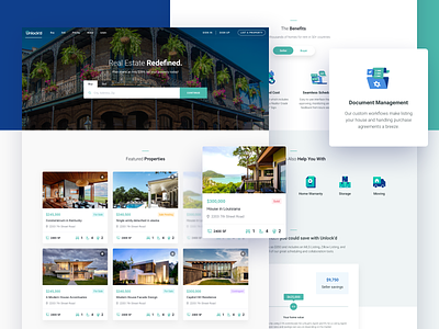 Unlock'd Homepage Design - Real Estate agent business buy clean design header home house icon landing page property realestate sell typography ui ux