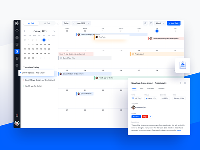 Cuewel Dashboard by Novateus - Calendar calendar clean dashboad design icon management project schedule software task ui ux