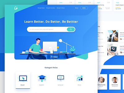 Online Course Landingpage class clean course homepage icon illustration landing page online study ui