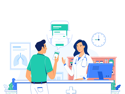 Illustration for health payments app clean doctor health illustration medical medicine people woman