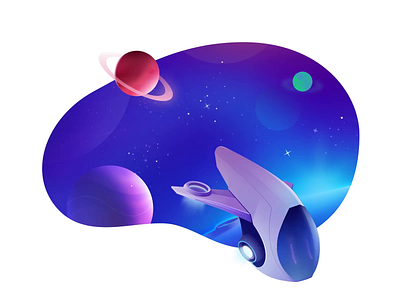 Space illustration animation astronaut header icon illustration planet ship space spaceship star ui universe