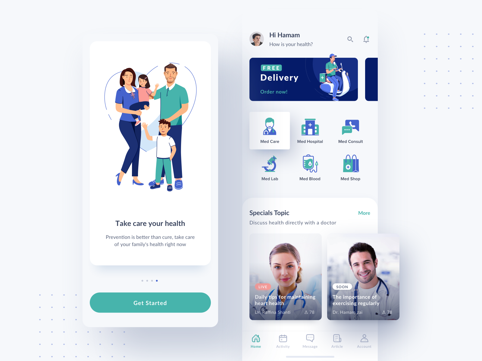 Medical App Home by hamam zai for Omnicreativora on Dribbble