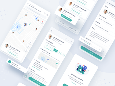 Medical App - Make Appointment app application appointment book clean design detail doctor health icon illustration maps medical mobile success typography ui vector