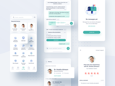 Medical App - Messages app app design business care category chat clean comment design doctor health history icon illustration medical message mobile rating review ui