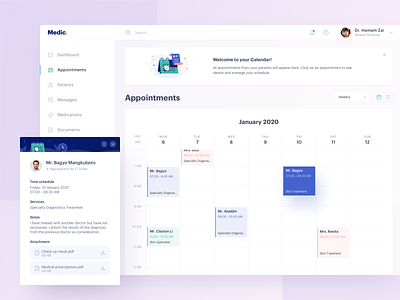 Medical Dashboard - Appointments appointment clean dashboad design doctor health icon illustration management medical ui ux