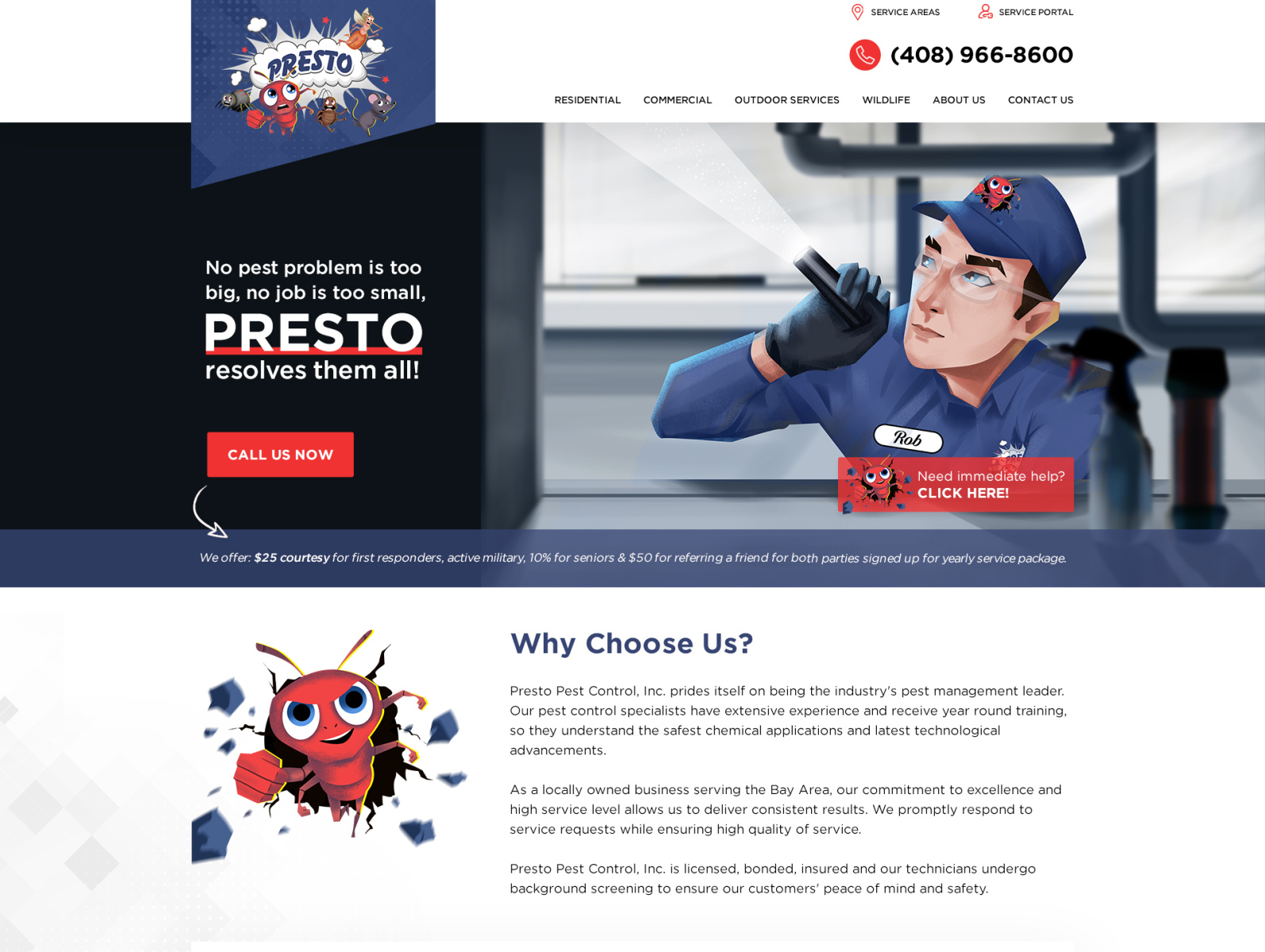 Presto Pest Control by Gabriel Bastes on Dribbble