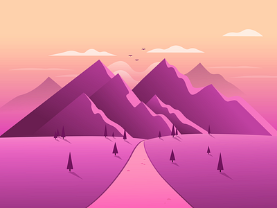 Ambient Mountainscape ambient background gradient illustration landscape magenta mountains vector