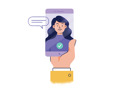 Mobile Chat app character illustration chat communication hand drawn illustration mobile product illustration texture textured