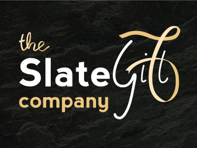 logo for The Slate Gift Company black gift graphic design logo ribbon ribbons slate typography