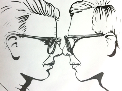 The Proclaimers album art black drawing illustration ink music pen portrait proclaimers white