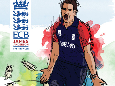 Jimmy Anderson England Cricketer Poster bowling cricket illustration poster vector watercolour