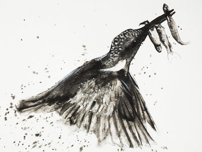 Kingfisher paintin bird black fish ink kingfisher painting splash watercolor