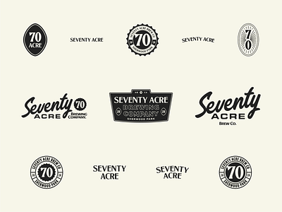 70 Acre Brew Co. Secondary Logos badge beer branding brew brewery craft beer design graphic design logo logo suite logotype merch merhcandise secondary logo swag wordmark