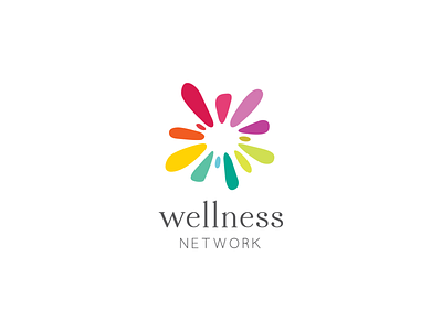 Wellness Network Logo alberta branding burst collaboration colorful colourful design firework flower logo logotype mental health rainbow symbol wellness