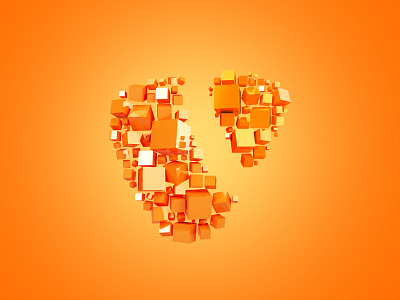 TYPO3 Sign cubes logo orange sign typo3