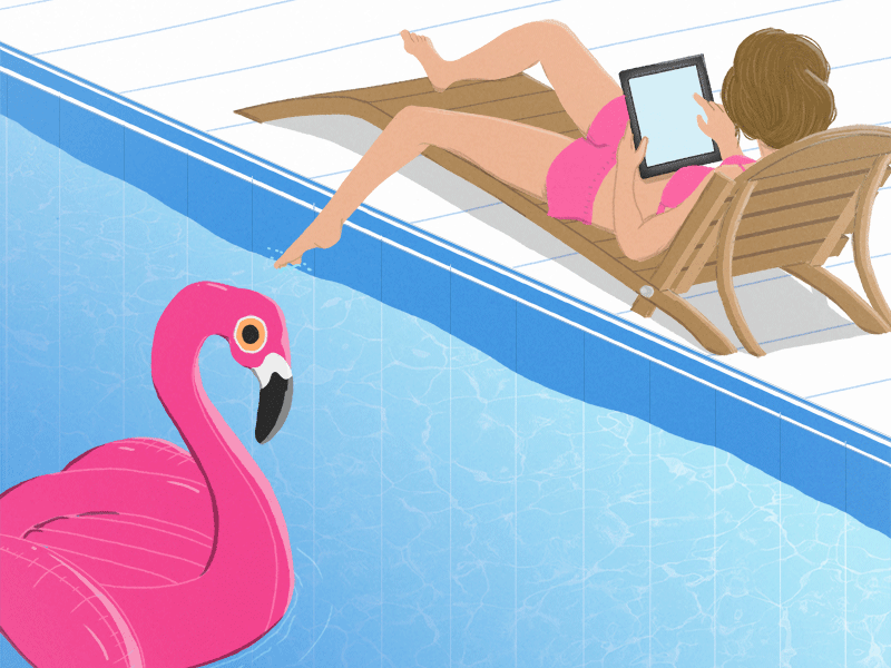 Tumblr x Lenovo | Poolside Summer 2d animation colour flamingo gif illustration loop pool summer tablet