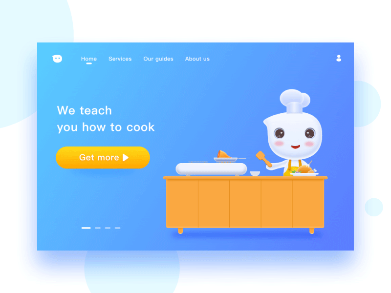 Website design with a cute character