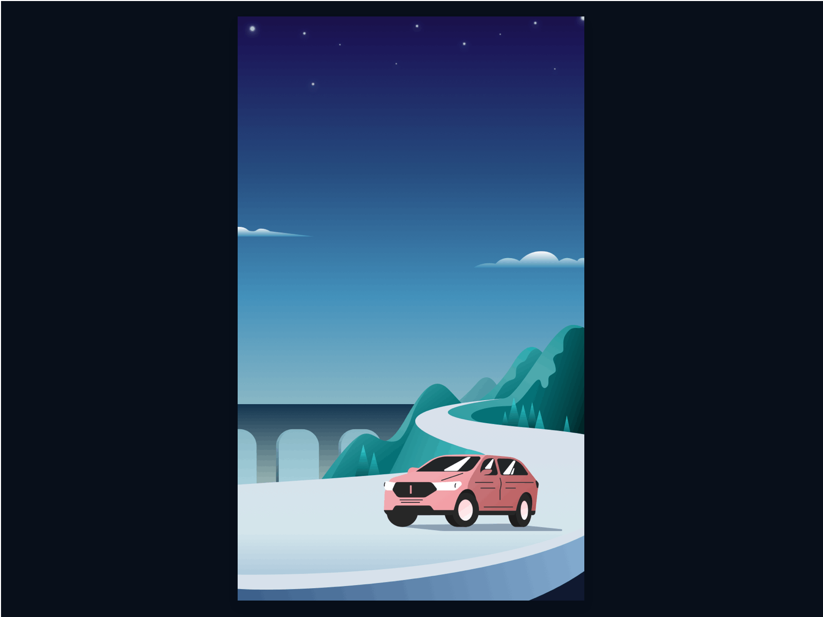 Car scene app illustration