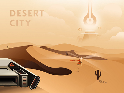 Desert city illustration ui